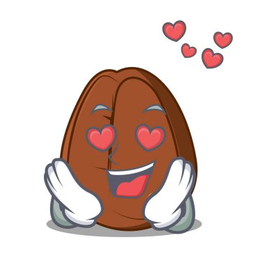 Aşk kahve çekirdeği maskot karikatür