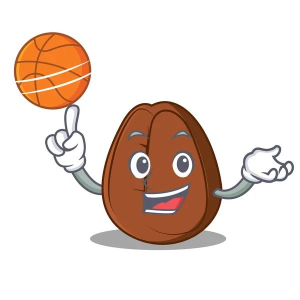 With basketball coffee bean character cartoon — Stock Vector