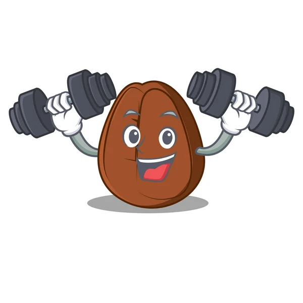 Fitness Kaffeebohne Charakter Cartoon — Stockvektor