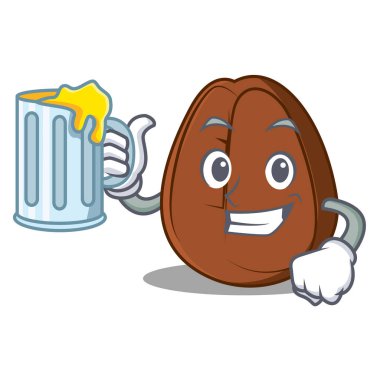 Suyu kahve çekirdeği maskot karikatür ile