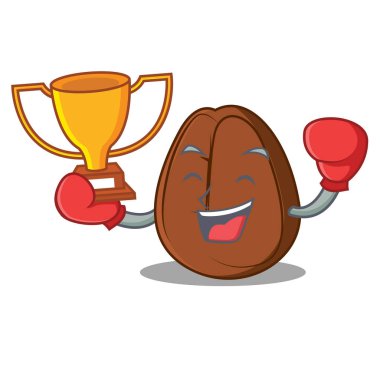 Boks şampiyonu kahve çekirdeği maskot çizgi film