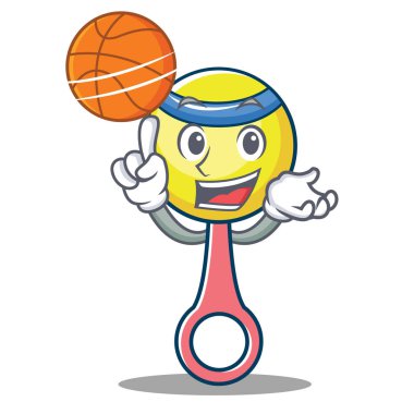 Basketbol ile oyuncak karakter karikatür çıngırak