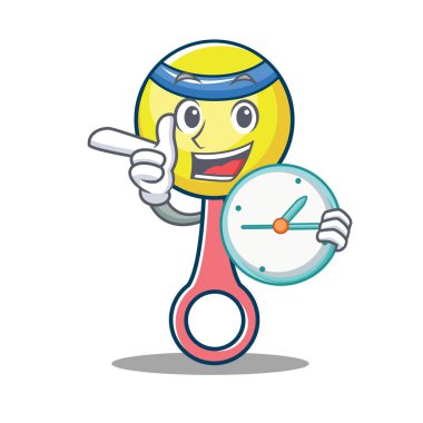 Saati ile oyuncak karakter karikatür çıngırak