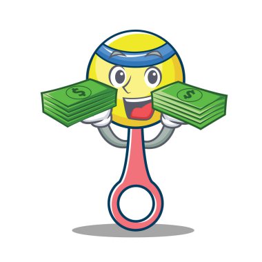 Para ile oyuncak maskot karikatür çıngırak