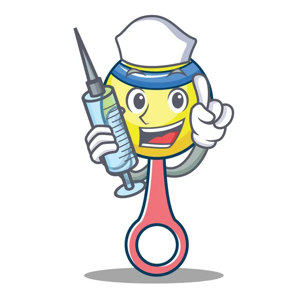 Nurse rattle toy character cartoon — Stock Vector