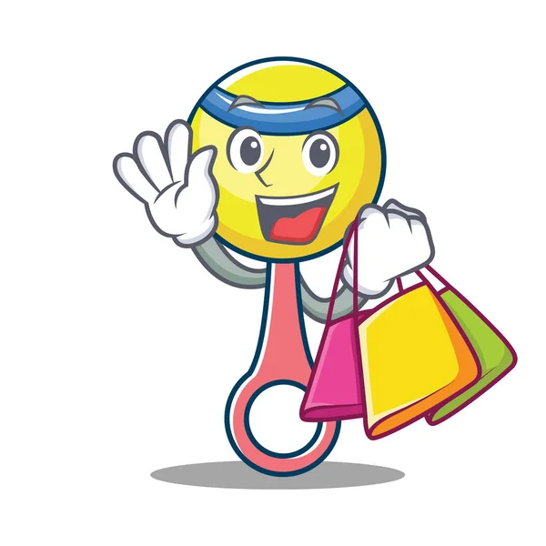 Compras sonajero juguete personaje de dibujos animados — Vector de stock