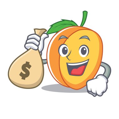 Para çantası kayısı karakter karikatür tarzı ile