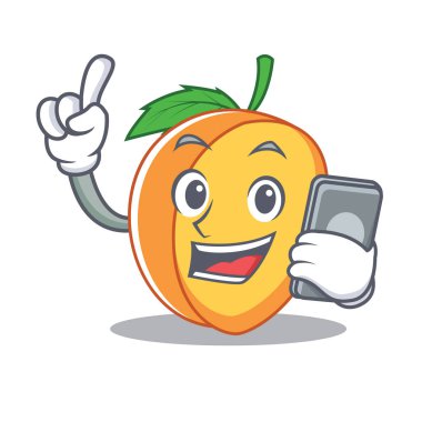 Telefon kayısı karakter karikatür tarzı ile