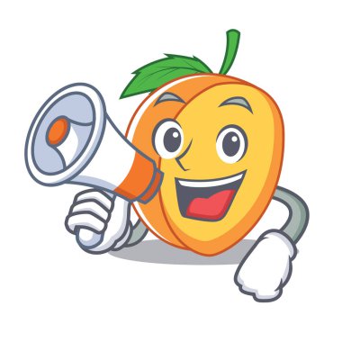 Megafon kayısı karakter karikatür tarzı ile