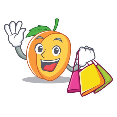 Kayısı karakter karikatür tarzı alışveriş