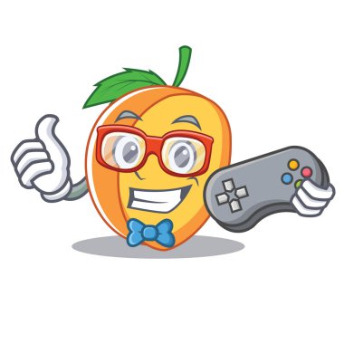 Oyun kayısı maskot karikatür tarzı