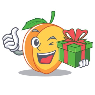 Hediyelik kayısı maskot karikatür tarzı ile