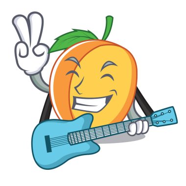 Gitar kayısı maskot karikatür tarzı ile