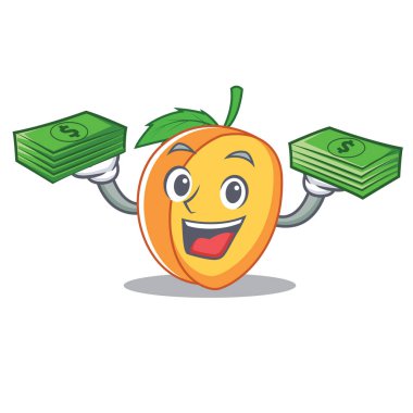 Para kayısı maskot karikatür tarzı ile