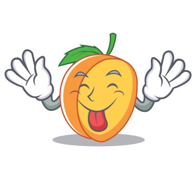Kayısı maskot karikatür tarzı dil