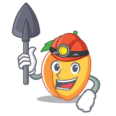 Madenci kayısı maskot karikatür tarzı
