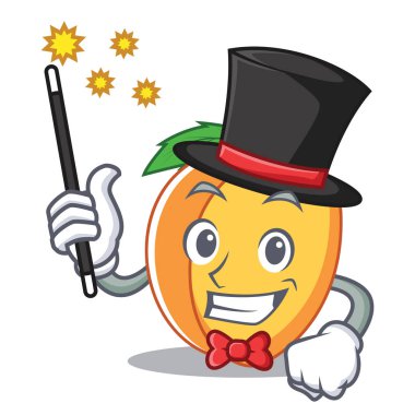 Sihirbaz kayısı maskot karikatür tarzı