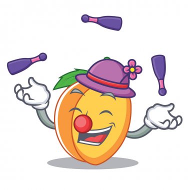 Kayısı maskot karikatür tarzı hokkabazlık