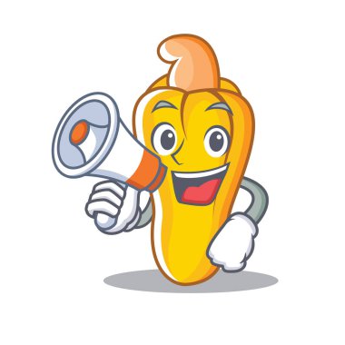 Megafon kaju karakter karikatür tarzı ile