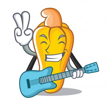 Gitar kaju maskot karikatür tarzı ile