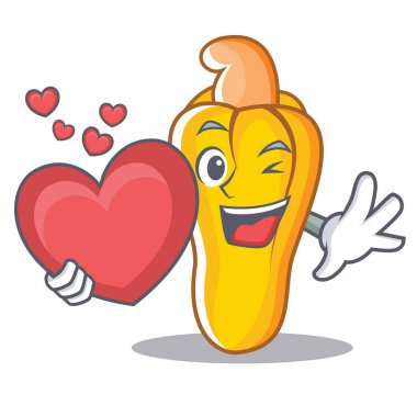 Kalp kaju maskot karikatür tarzı ile