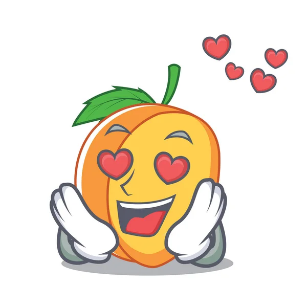 En amour abricot mascotte style de dessin animé — Image vectorielle