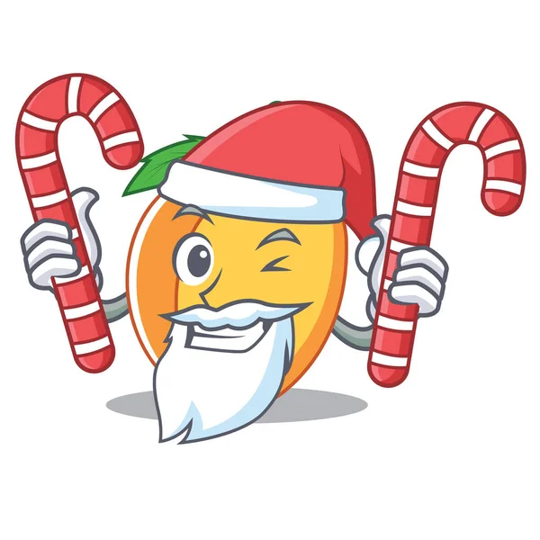 Santa con caramelo de albaricoque mascota estilo de dibujos animados — Vector de stock