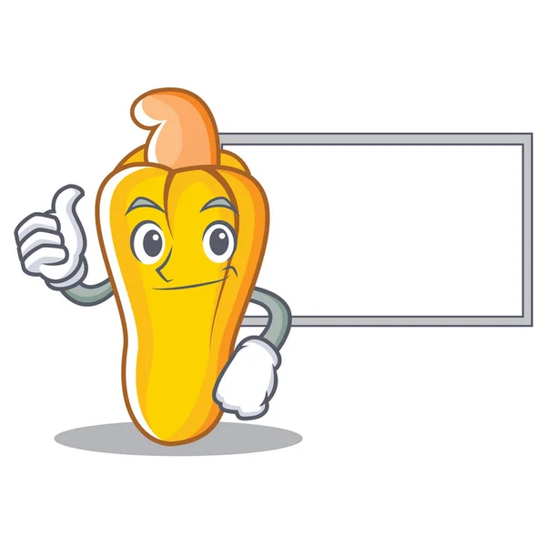 Duimschroef opwaarts met bestuur cashew tekenstijl cartoon — Stockvector