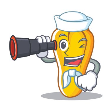 Denizci dürbün kaju maskot karikatür tarzı ile