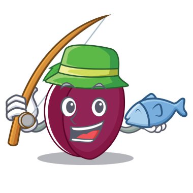 Erik maskot karikatür tarzı Balık tutma