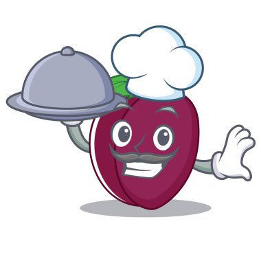 Şef gıda Erik maskot karikatür tarzı ile