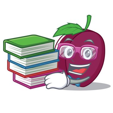 Öğrenci kitap Erik maskot karikatür tarzı ile