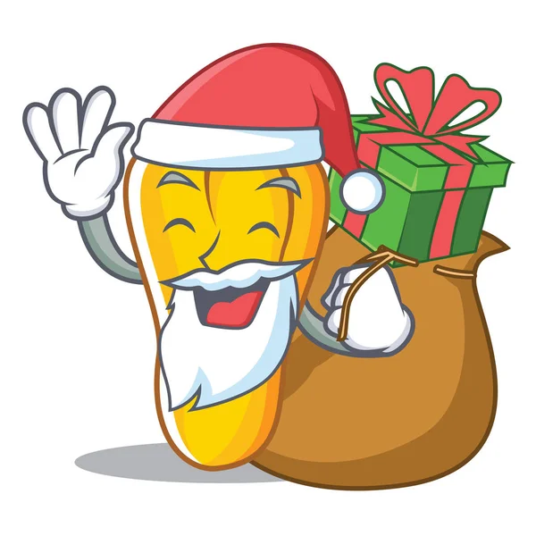 Santa con regalo anacardo mascota estilo de dibujos animados — Vector de stock