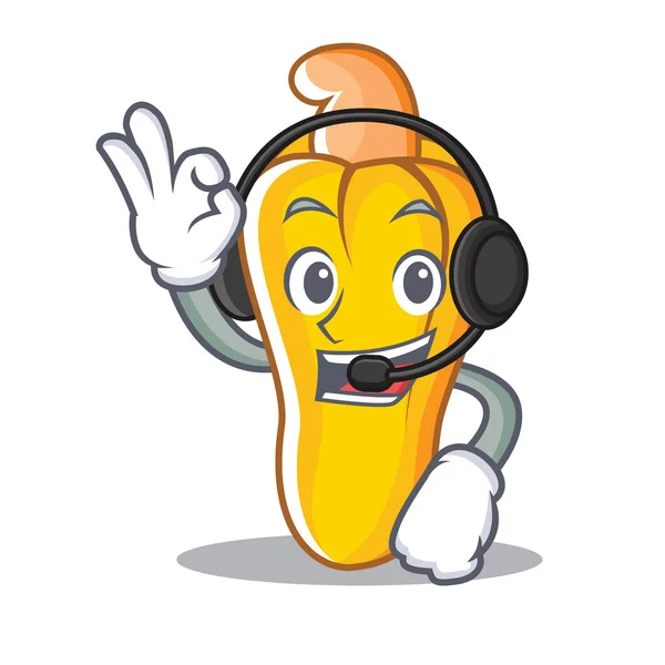 With headphone cashew mascot cartoon style — Stock Vector
