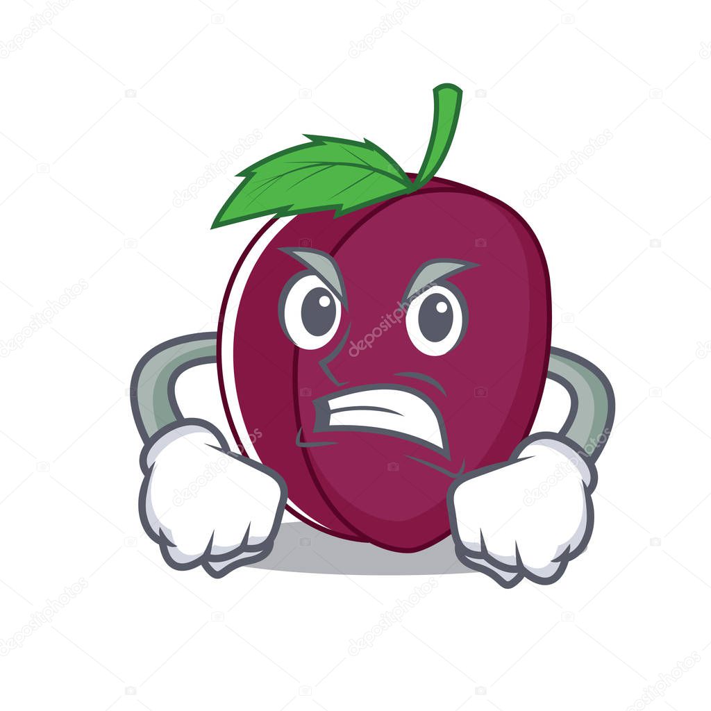 Angry plum mascot cartoon style
