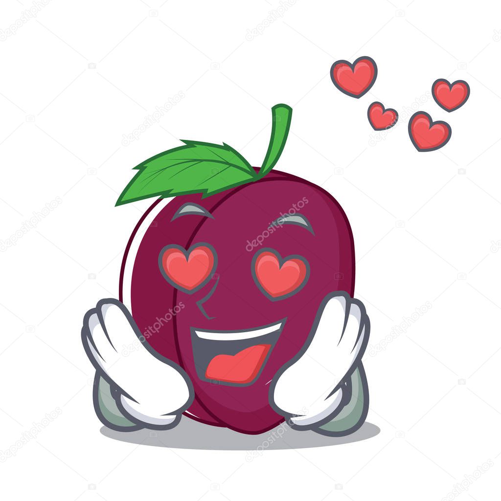 In love plum mascot cartoon style