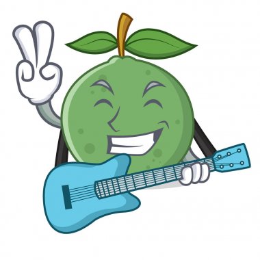 Gitar guava maskot karikatür tarzı ile