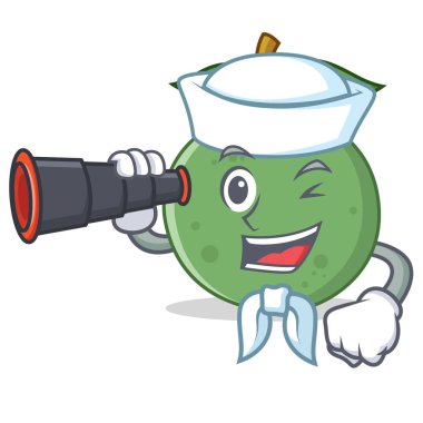 Denizci dürbün guava maskot karikatür tarzı ile