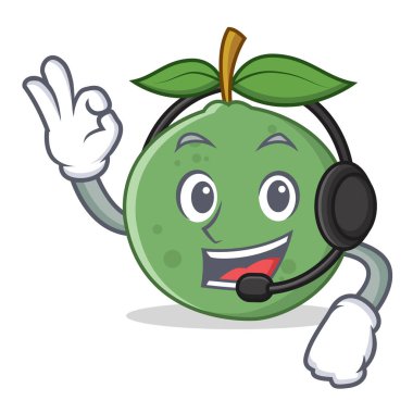 Kulaklık guava maskot karikatür tarzı ile