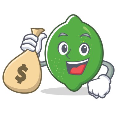 Para çantası kireç karakter karikatür tarzı ile