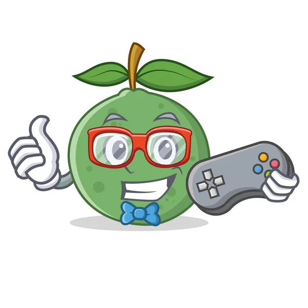 Gamer guayaba mascota estilo de dibujos animados — Vector de stock