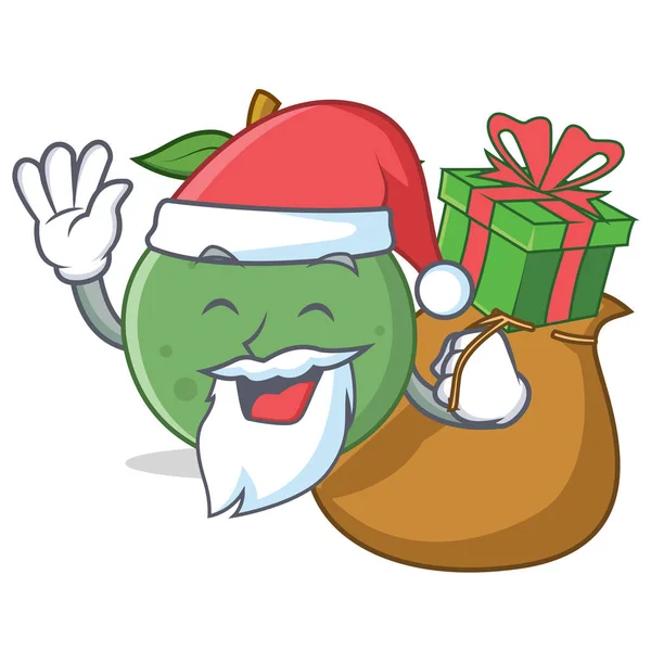 Papai Noel com presente guava mascote estilo cartoon — Vetor de Stock