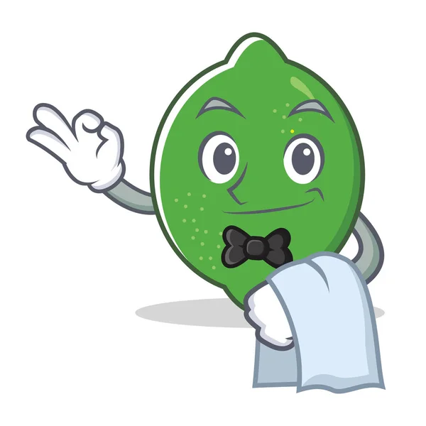 Waiter lime mascot cartoon style — Stock Vector