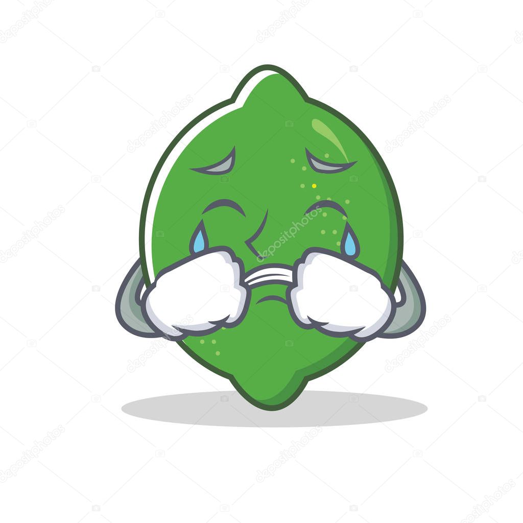 Crying lime mascot cartoon style