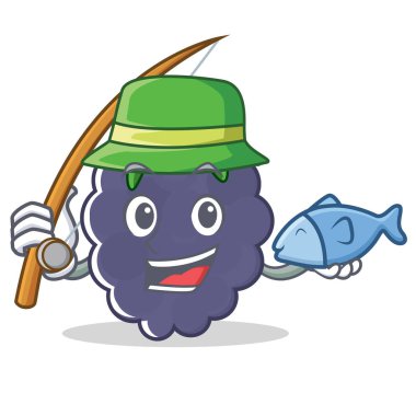 BlackBerry maskot karikatür tarzı Balık tutma