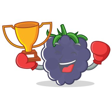 Boks şampiyonu blackberry maskot karikatür tarzı