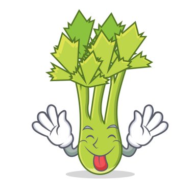 Tongue out celery mascot cartoon style clipart