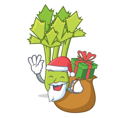 Noel Baba hediye kereviz maskot karikatür tarzı ile