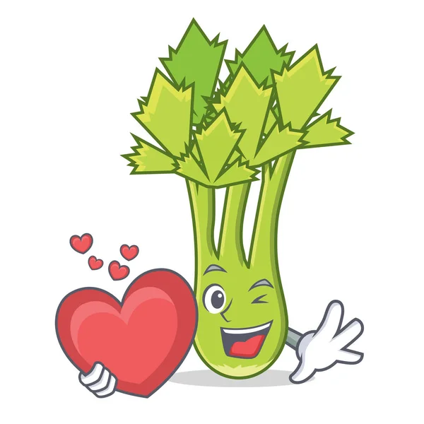 With heart celery mascot cartoon style — Stock Vector