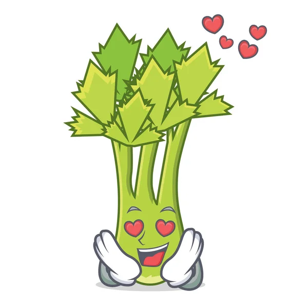 In love celery mascot cartoon style — Stock Vector